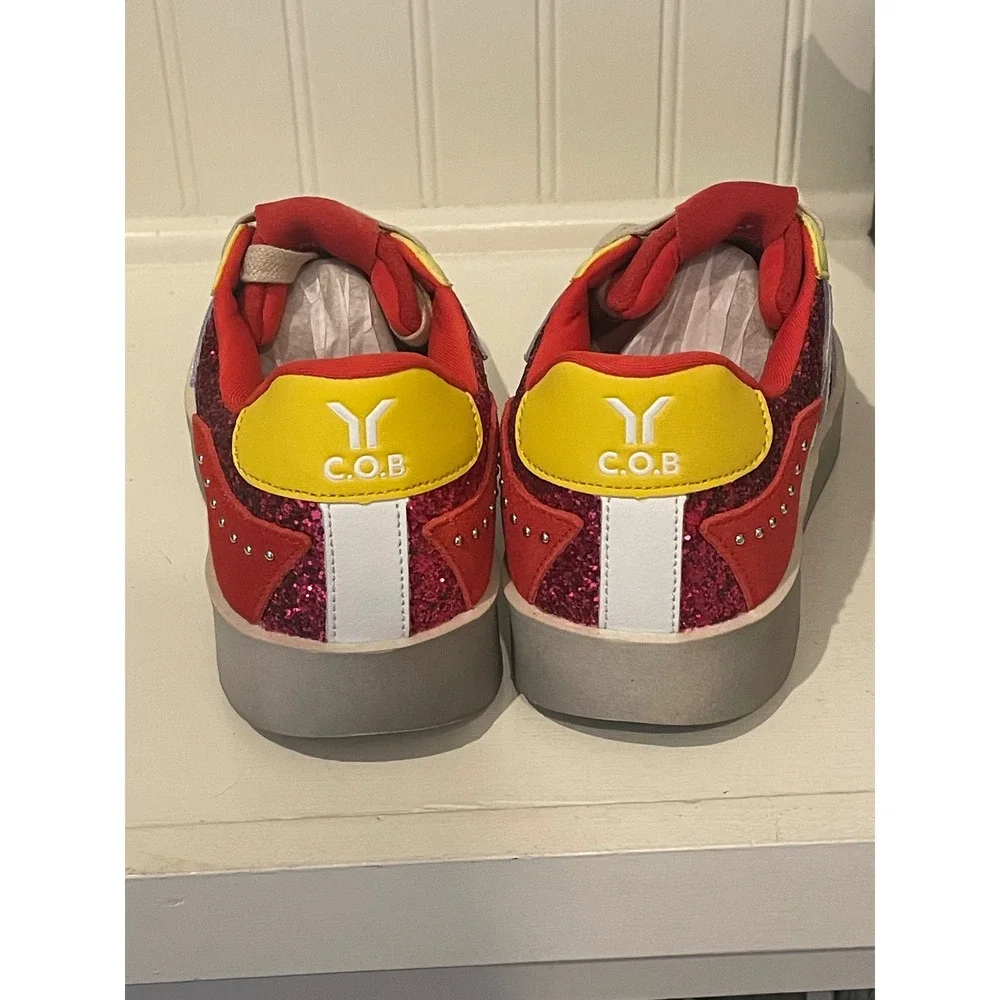 C.O.B.‎ Neon Flare Glitter Wings Red Yellow White Women's Sneakers Size 38